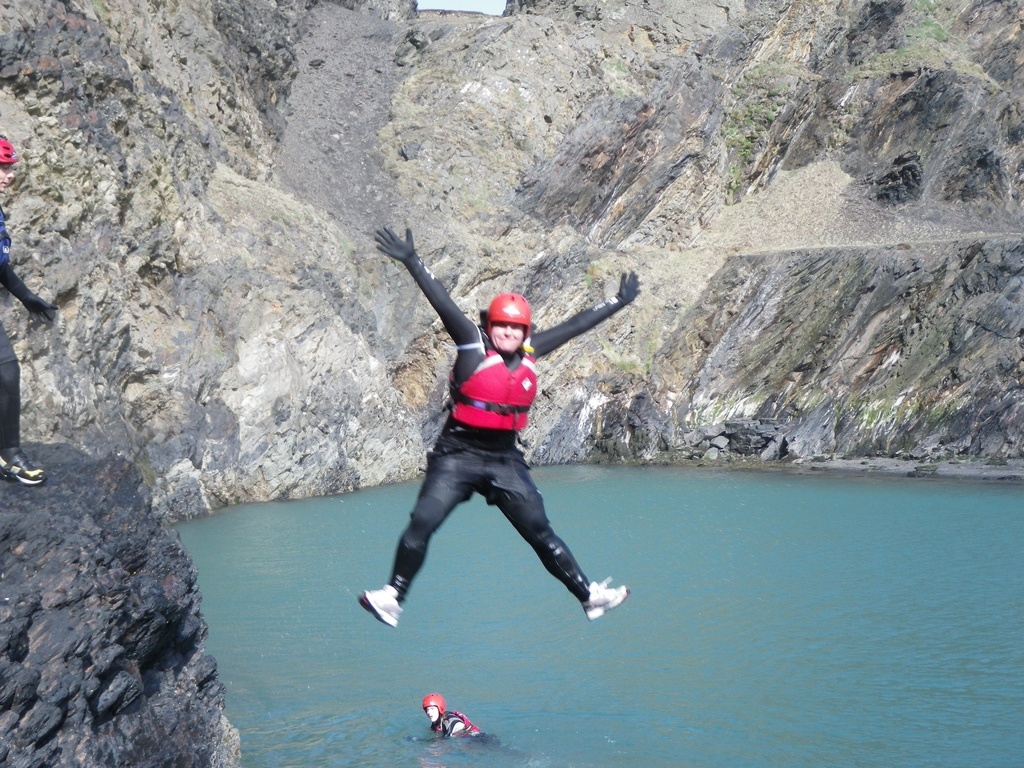 Coasteering off the cliffs of Wales