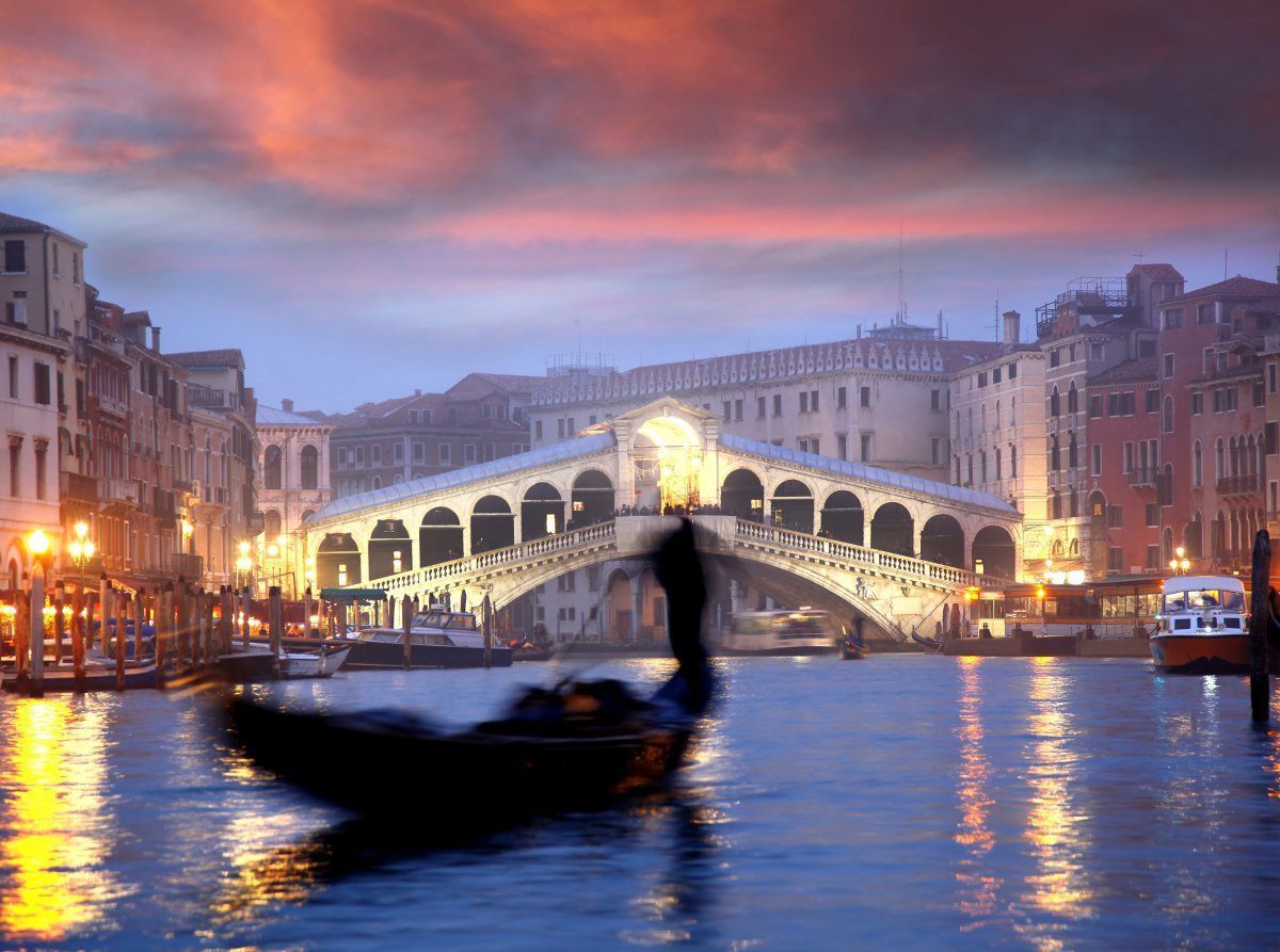 Venice gondola at night