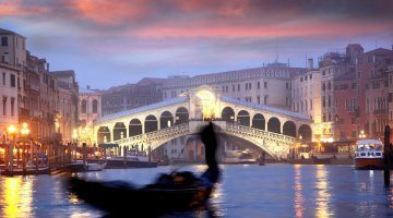 Venice gondola at night