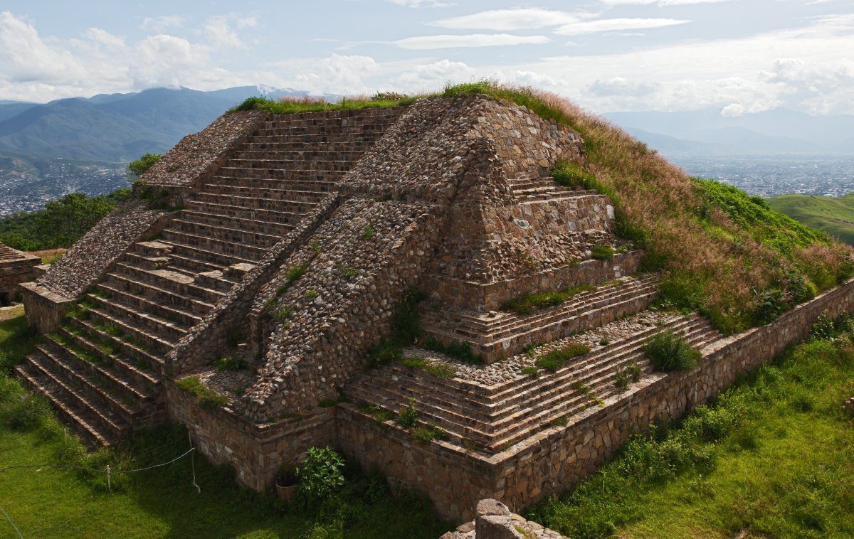 One of Monte Alban's impressive pyramids in Oaxaca