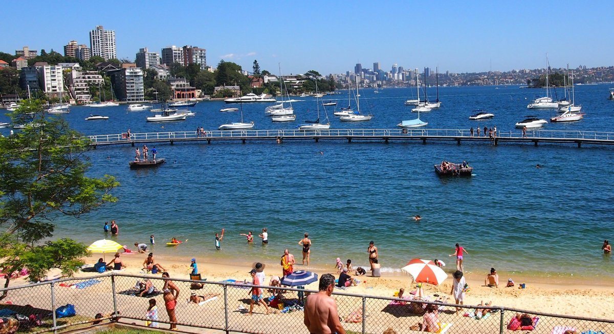 Shark nets make a protected pool at Redleaf Beach, Sydney