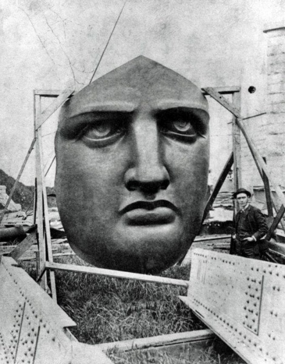 Face of Statue of Liberty under construction