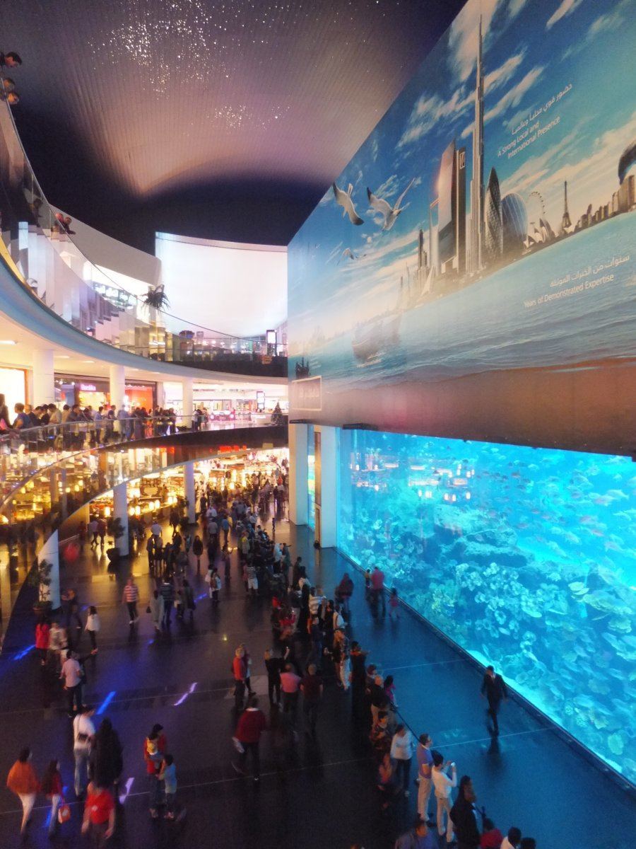 Dubai Mall with its Aquarium Wall