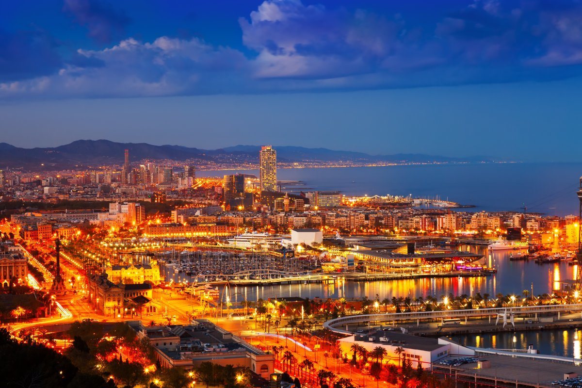 Barcelona Spain facts Barcelona port at night
