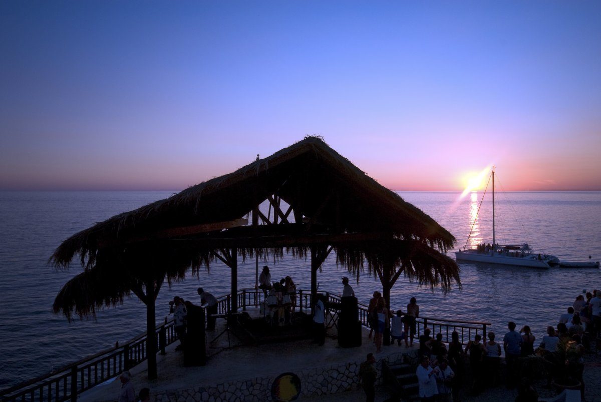Sundown beach party, Jamaican style.