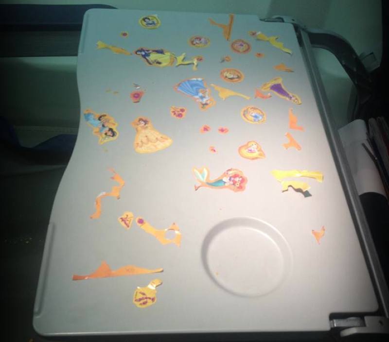 Kid's Stickers All over Tray on Plane