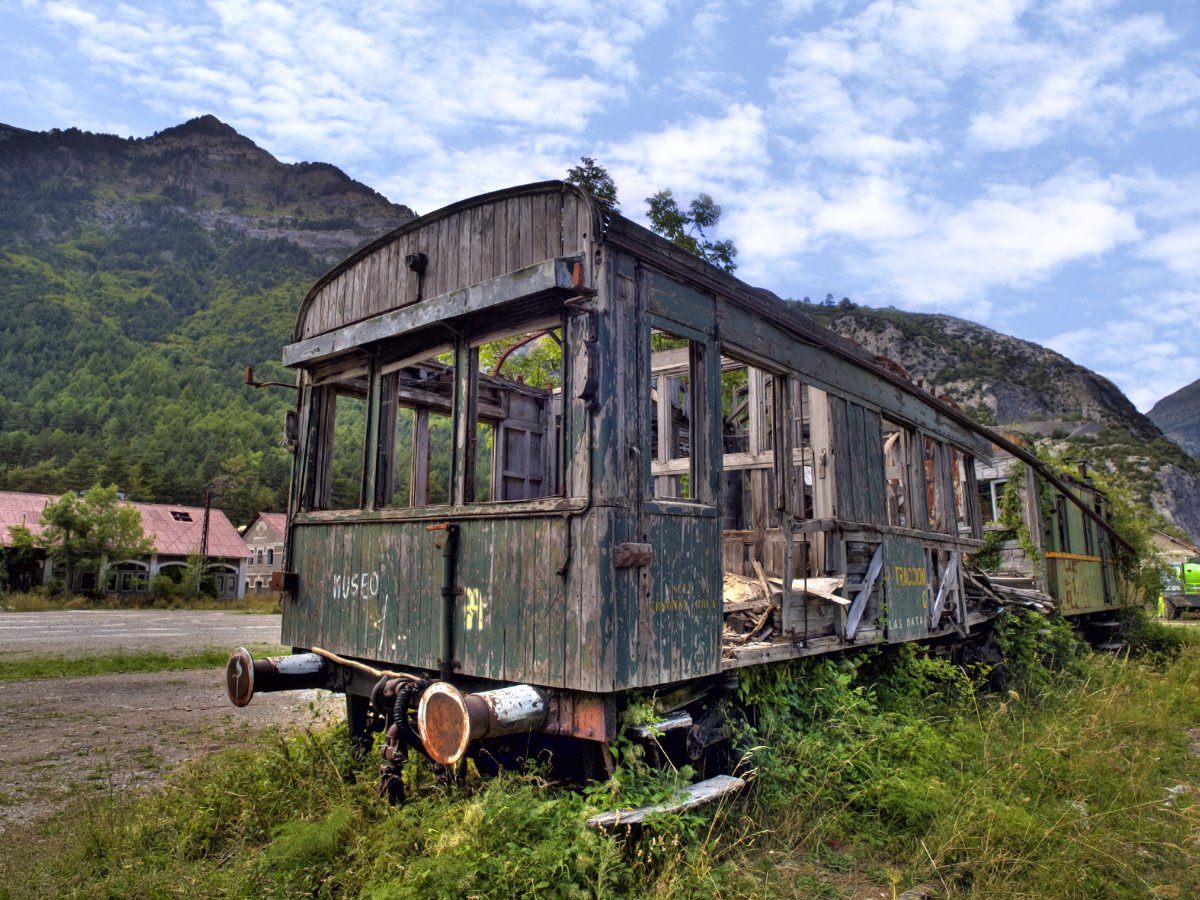 Abandoned Coach in the old Canfranc Railway Station