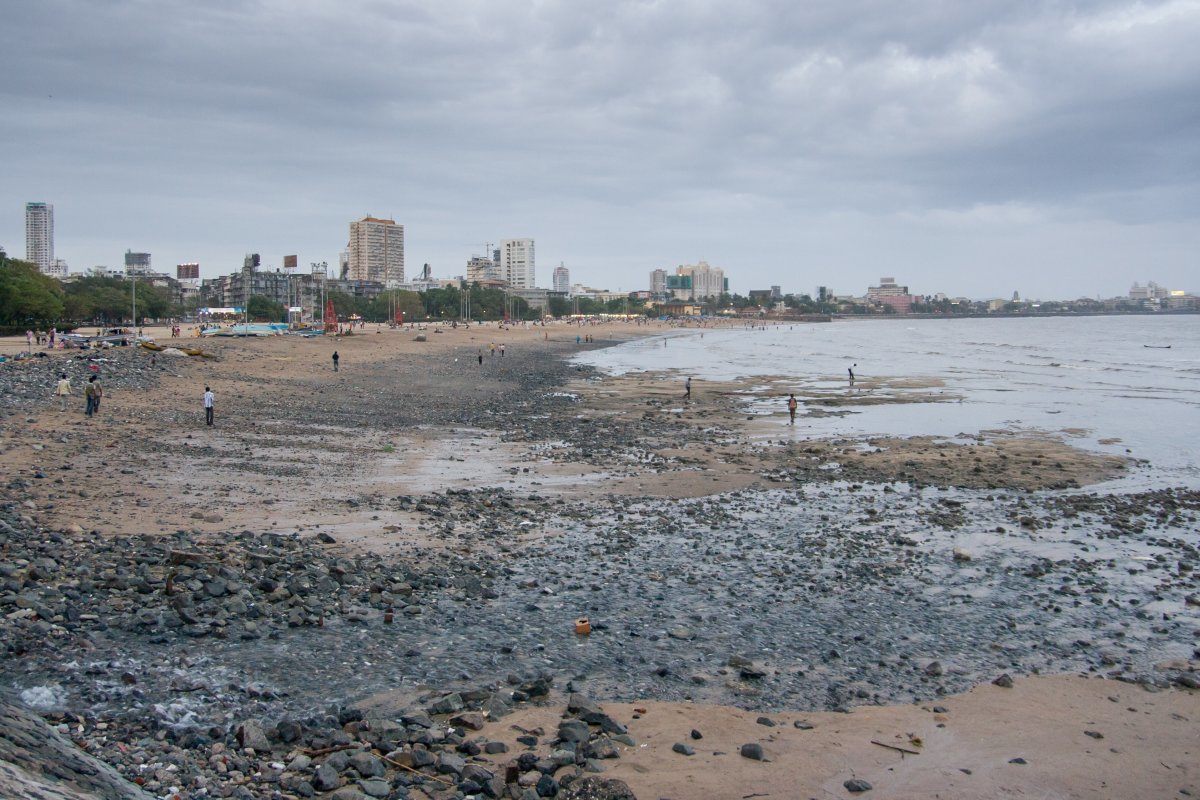 Chowpatty Beach At Dusk In Mumbai, India