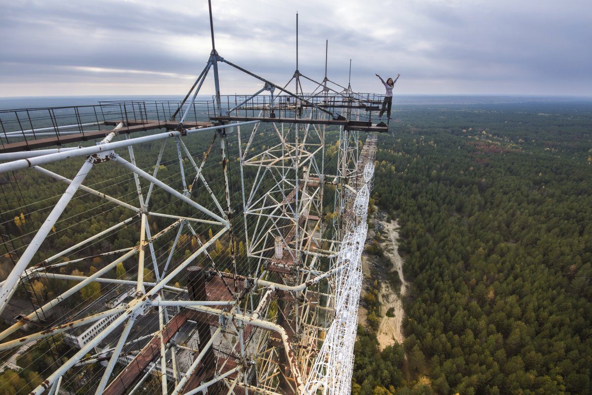View from the top of abandoned Duga radar system in the Chernobyl Exclusion Zone, Ukraine