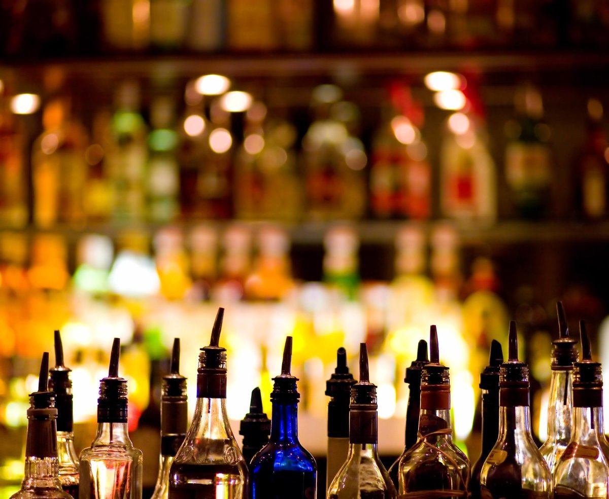 Bottles Of Liquor At The Bar