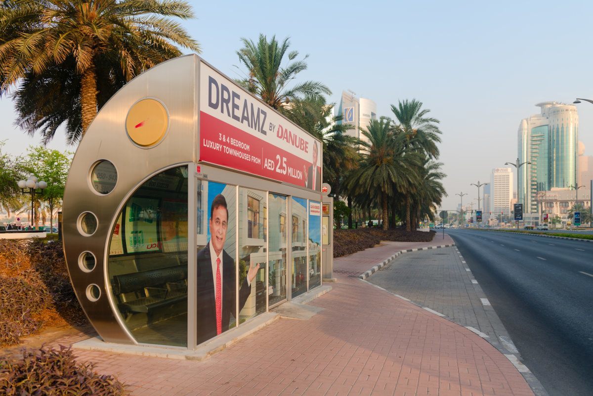 Air Conditioned, City Bus Stop In Downtown Dubai.