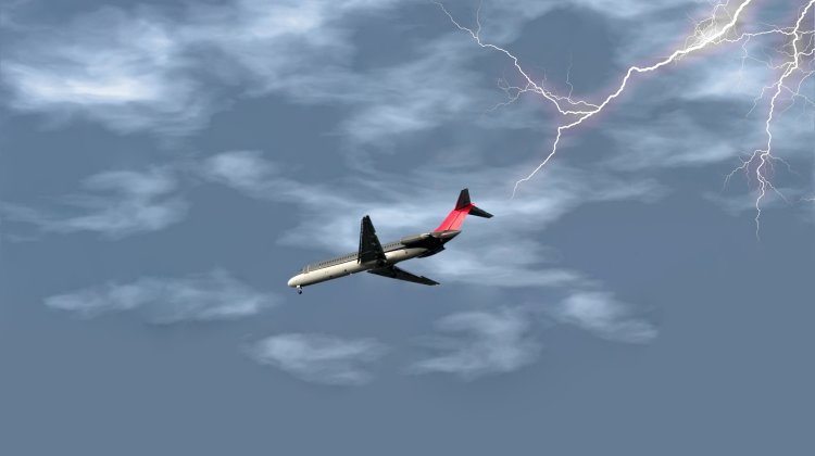 Airplane in A Lightening Storm.