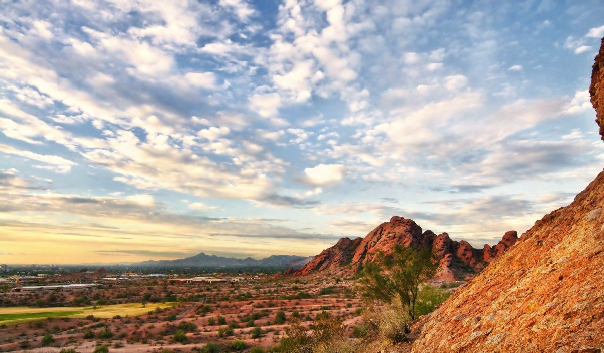 Beautiful Desert Landscape With Red Rock Buttes Arizona