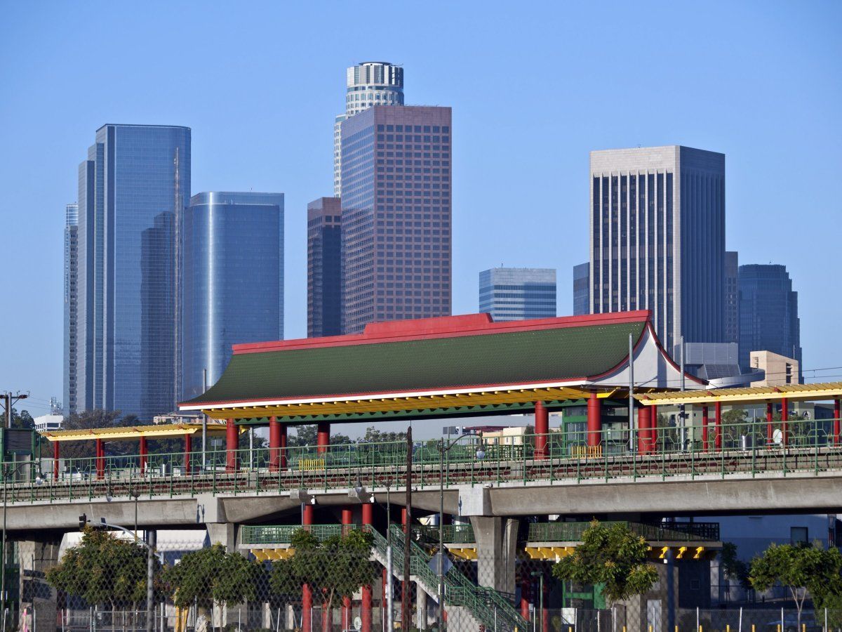 Chinatown Light Rail Metro Station In Downtown Los Angeles California.
