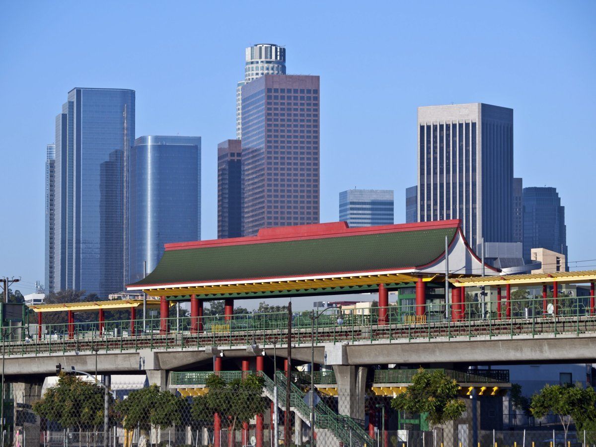 Chinatown Light Rail Metro Station In Downtown Los Angeles California.
