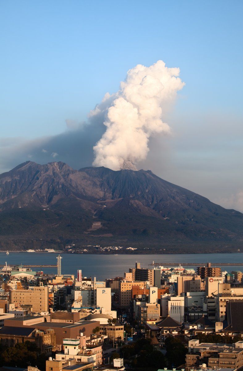 Kagoshima City, Japan and the Volcano Sakurajima