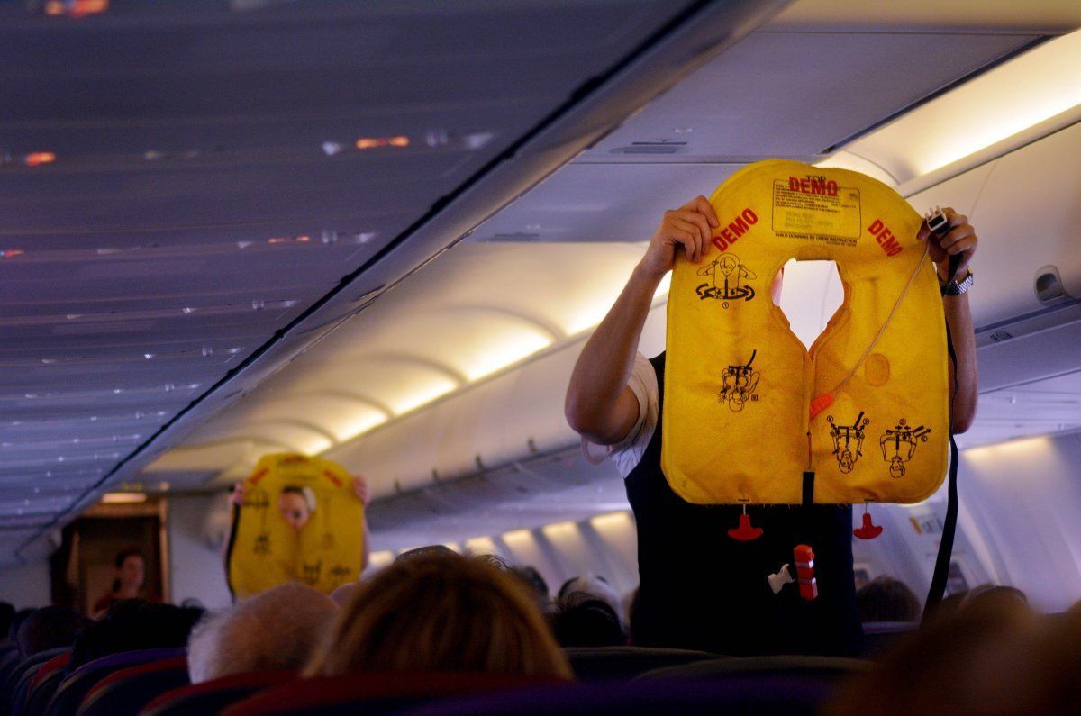 Life Jacket Demo by Flight Attendants