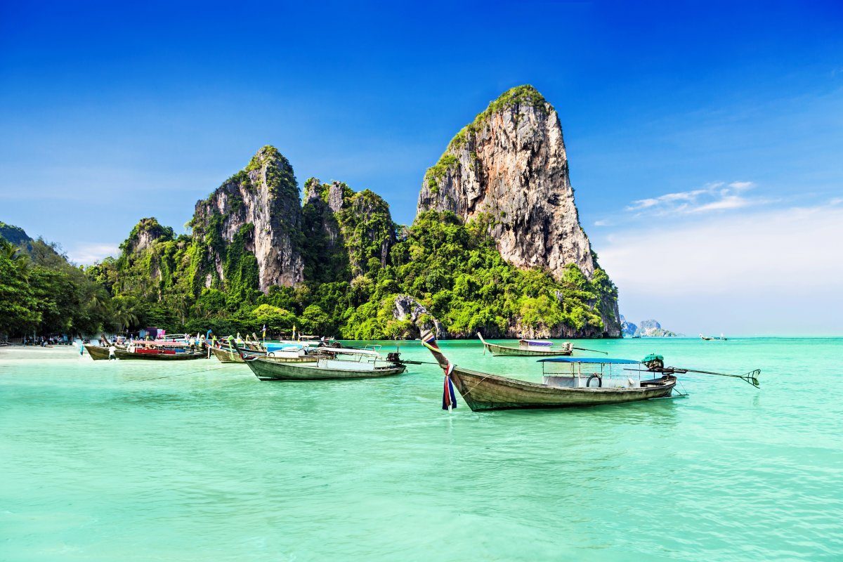 Longtale Boats At The Beautiful Beach, Thailand