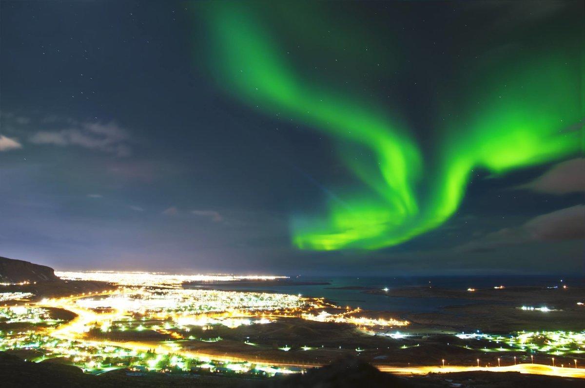 Northern Lights in Reykjavik Iceland