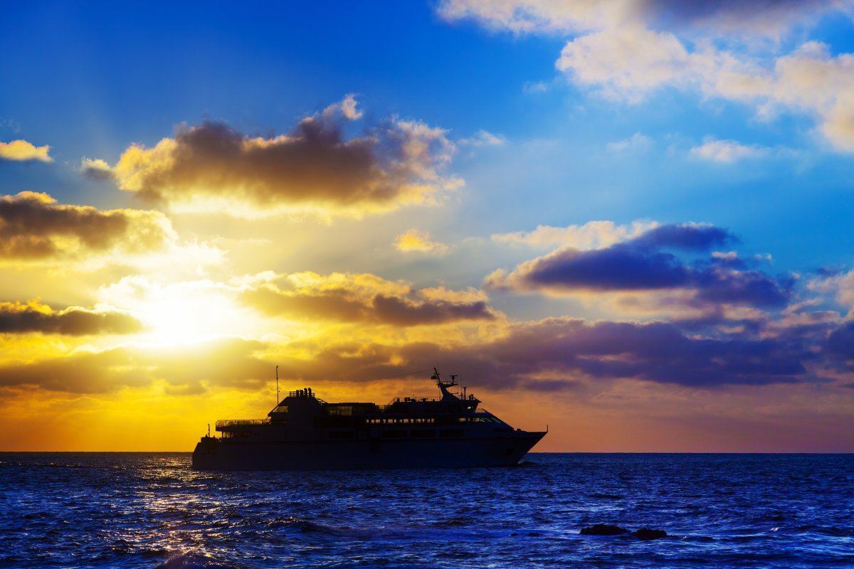 Oceanic Cruise Ship At Sunset in Hawaii