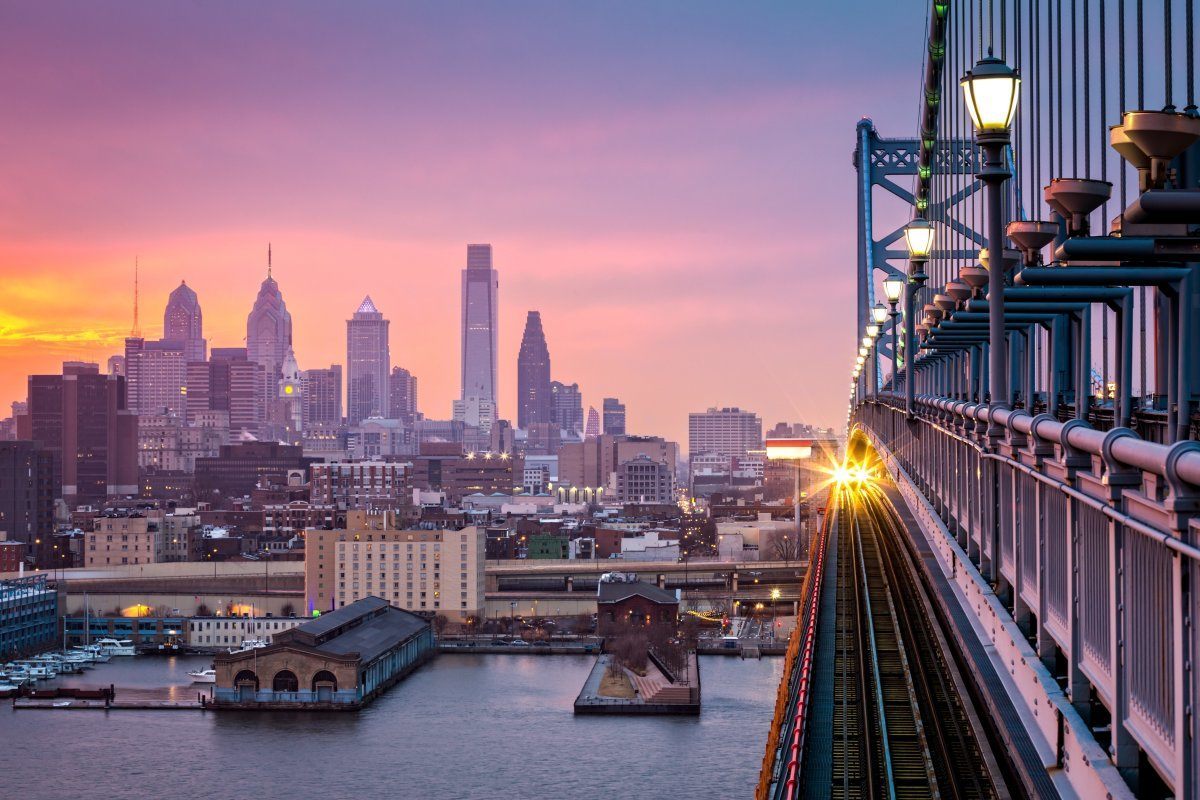 Philadelphia Skyline by bridge