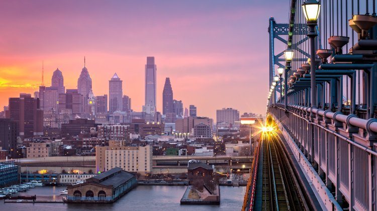 Philadelphia Skyline by bridge