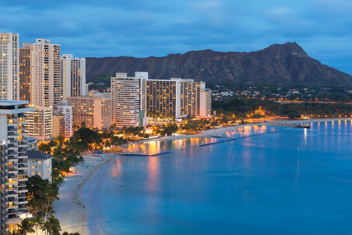 Scenic View Of Honolulu City, Diamond Head And Waikiki