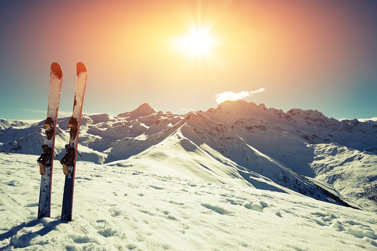 Skis In Mountains