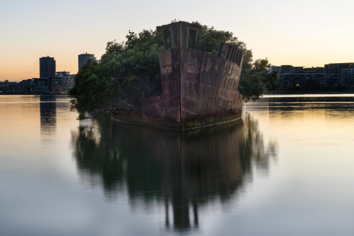 The Sunken Shipwreck On The Reef, Homebush Bay, Sydney, Australia