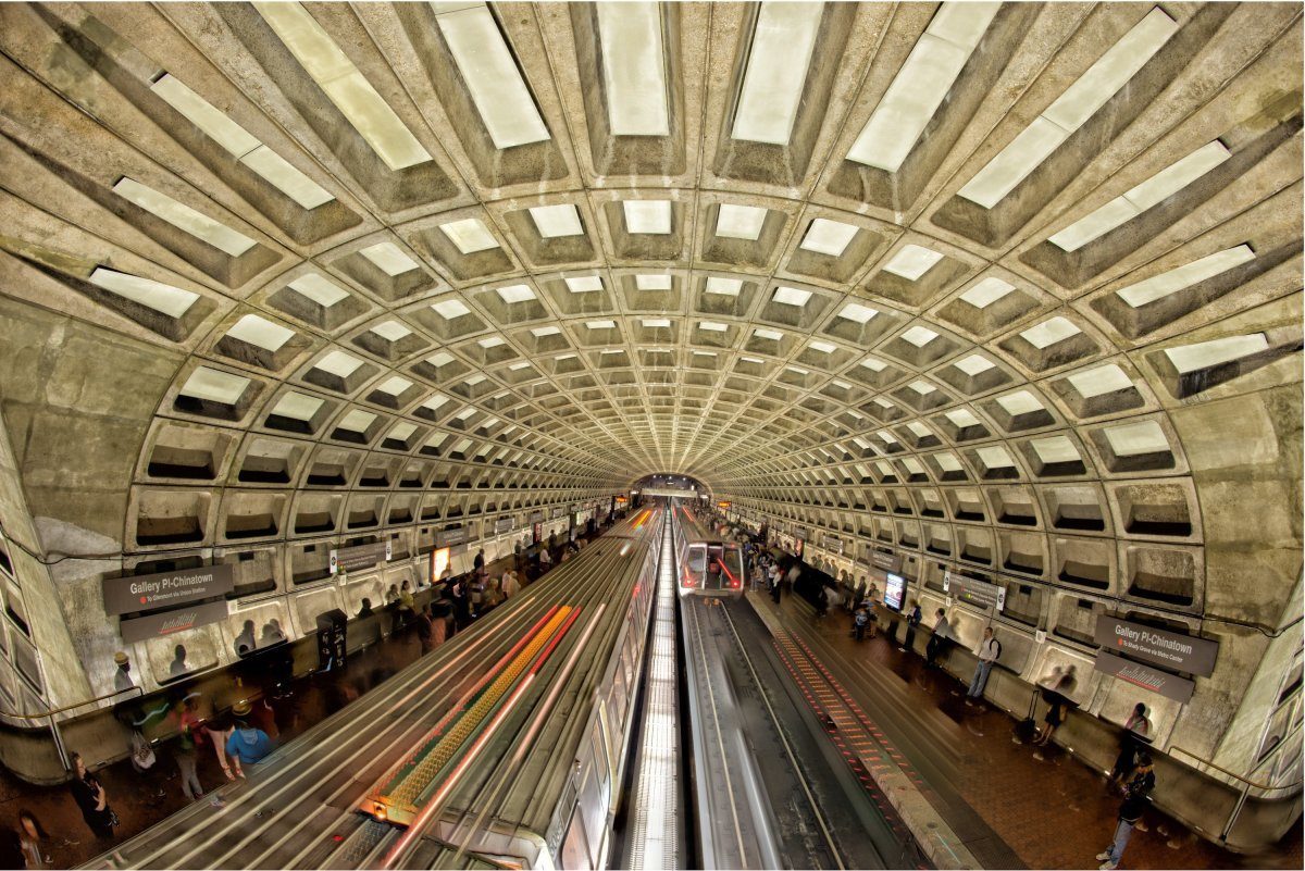 Washington DC - Waiting For Train At Chinatown Metro Station