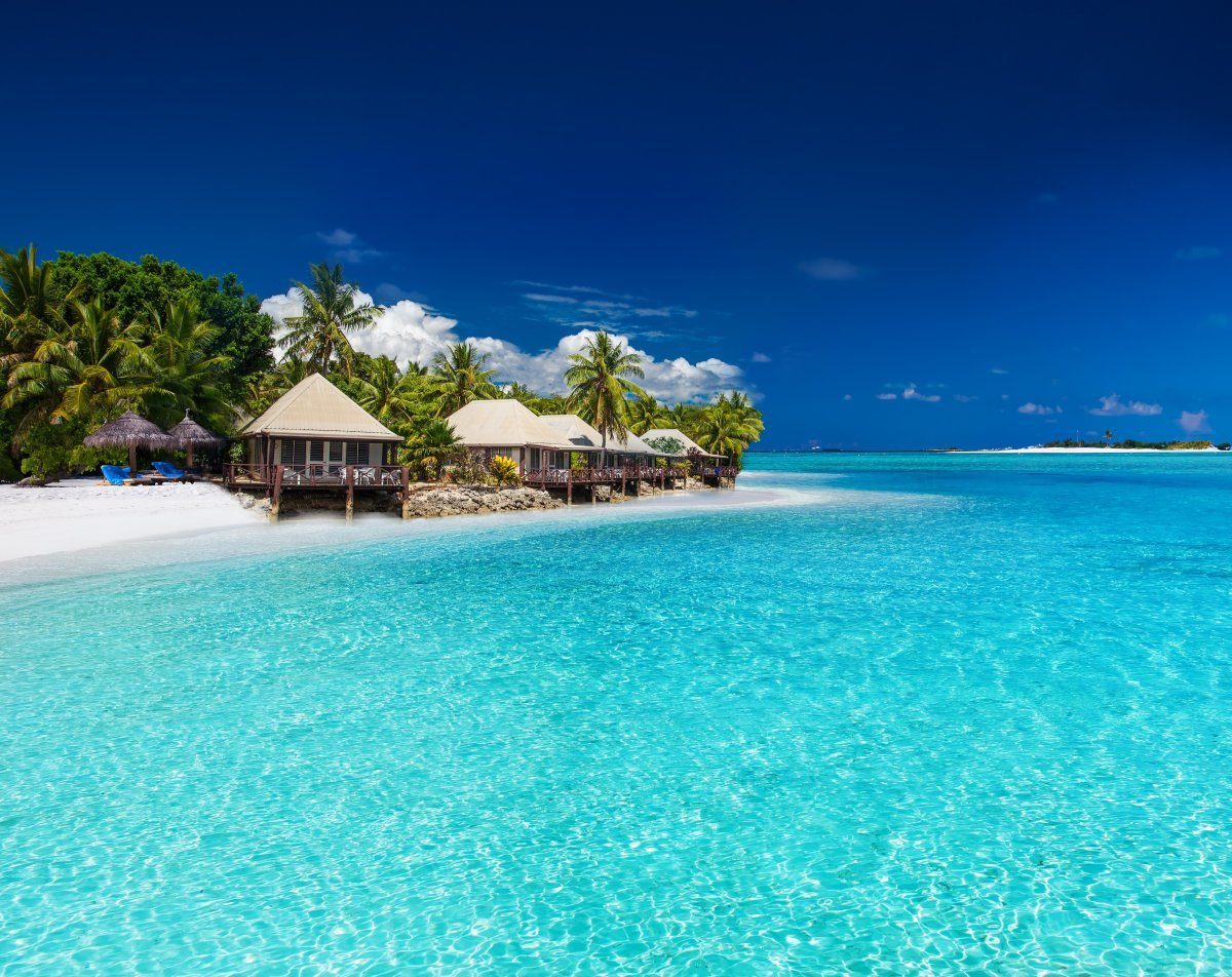 Beach Villas On Small Tropical Island of Fiji