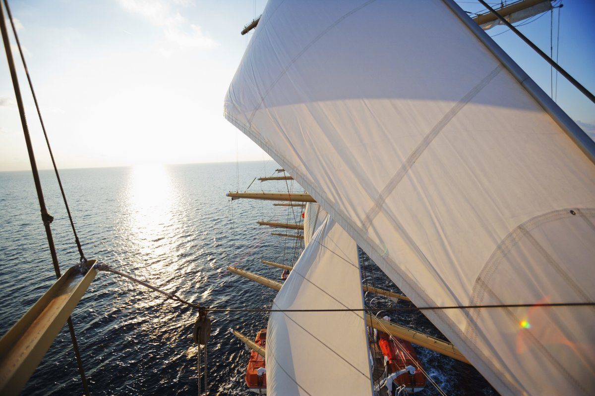 Clipper Ship In The Sea With Waterscape