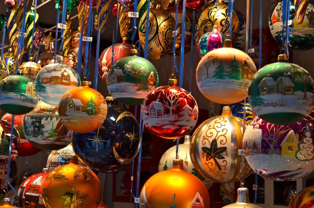 Close Up Of Christmas Market Stall In Basel, Switzerland
