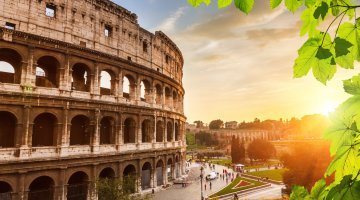 Colosseum At Sunset In Rome, Italy