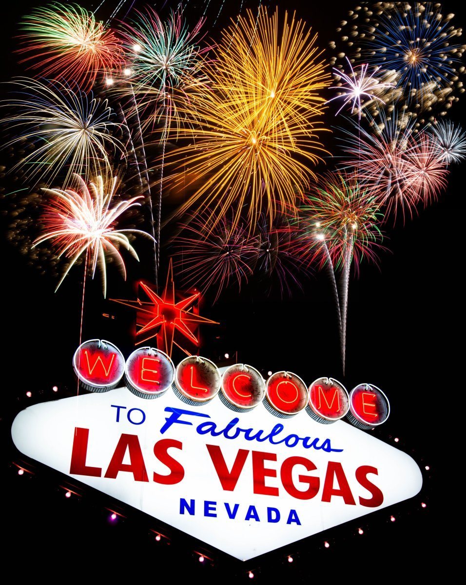Fireworks Celebration At Las Vegas Sign