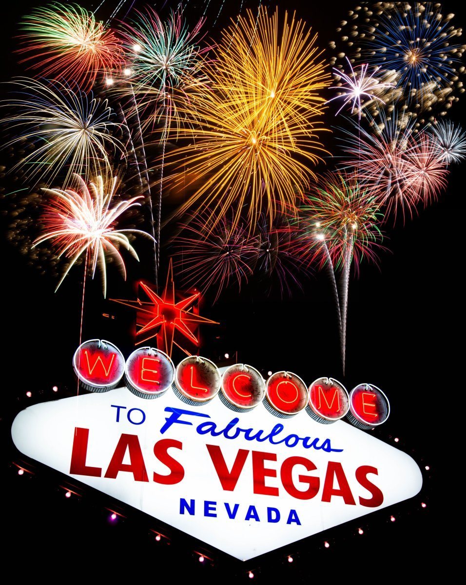 Fireworks Celebration At Las Vegas Sign