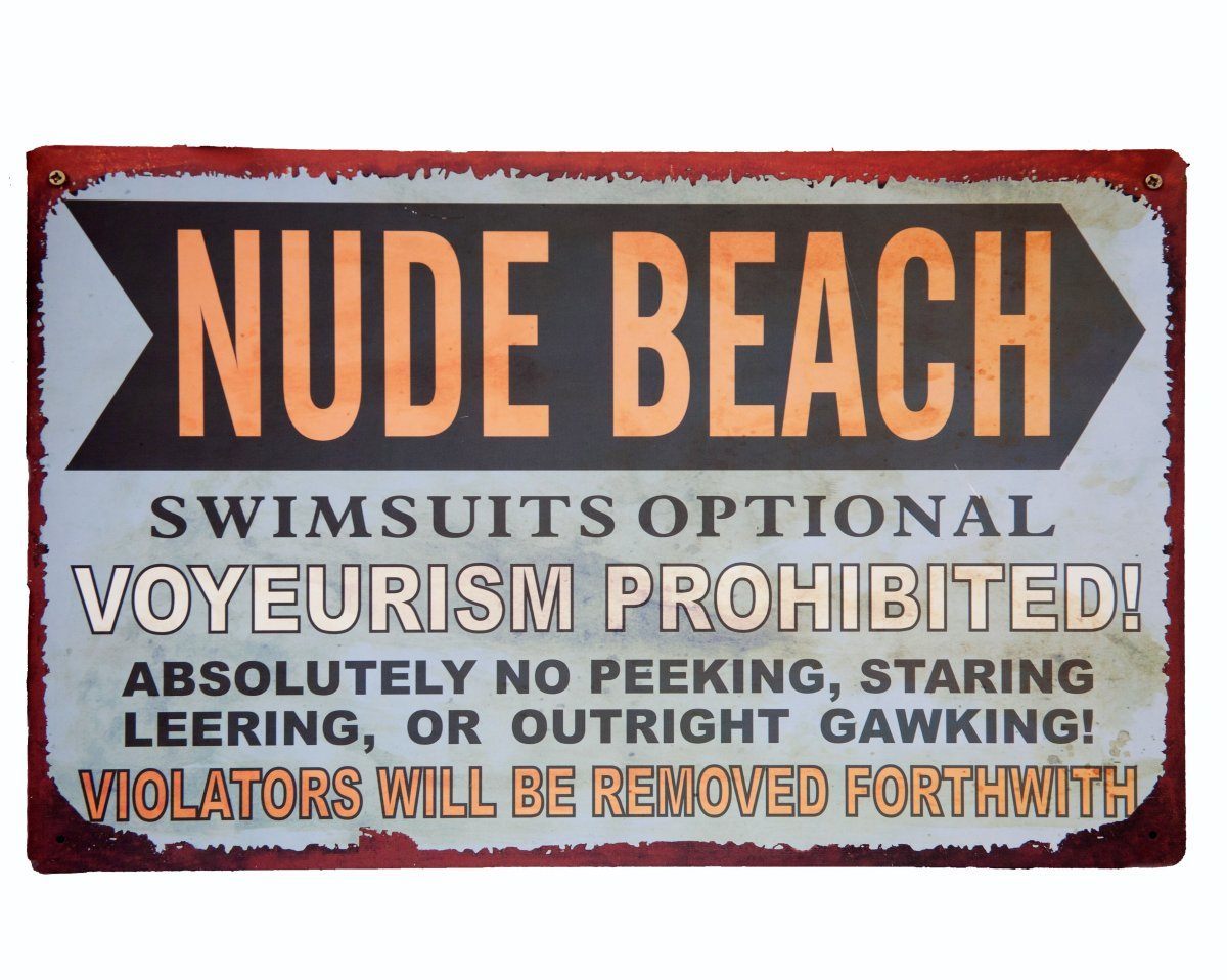 Nude Beach Sign/Sign Board