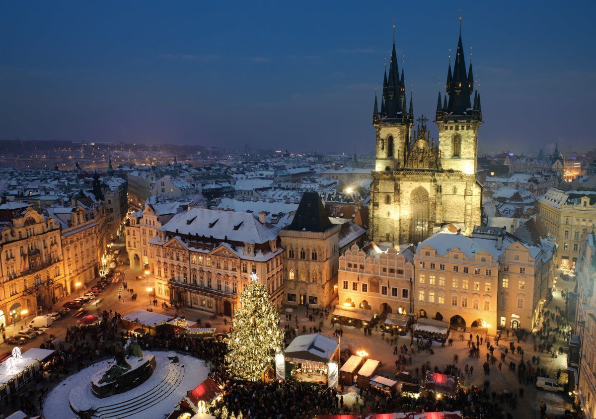 Old Town Square In Prague At Christmass Time.