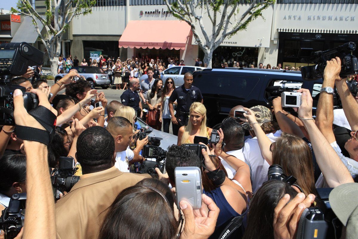 Paris Hilton Arrives At The Launch Of Her Denim And Sportswear Line At The Kitson Boutique,