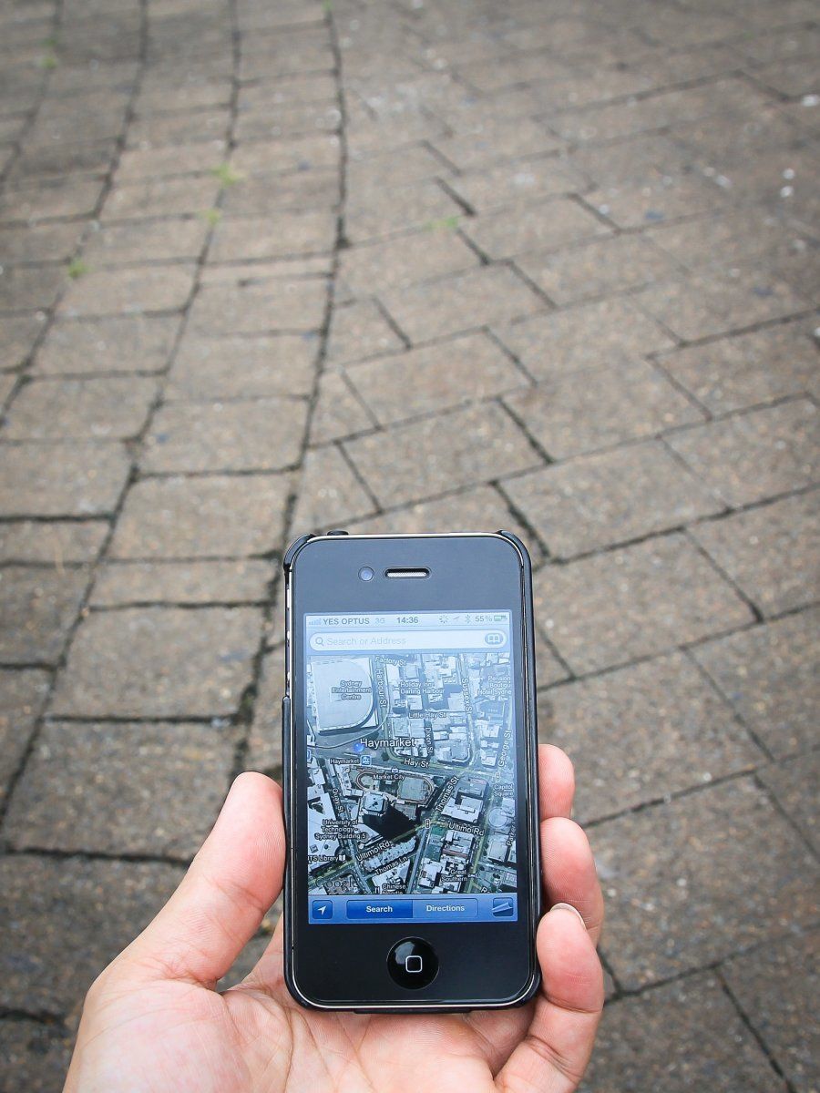 Smart Phone Displays Google Map For Travel Information