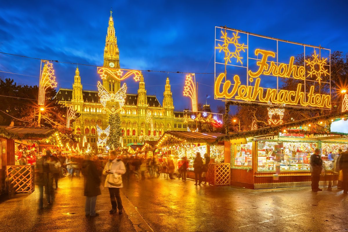 Traditional Christmas Market In Vienna, Austria