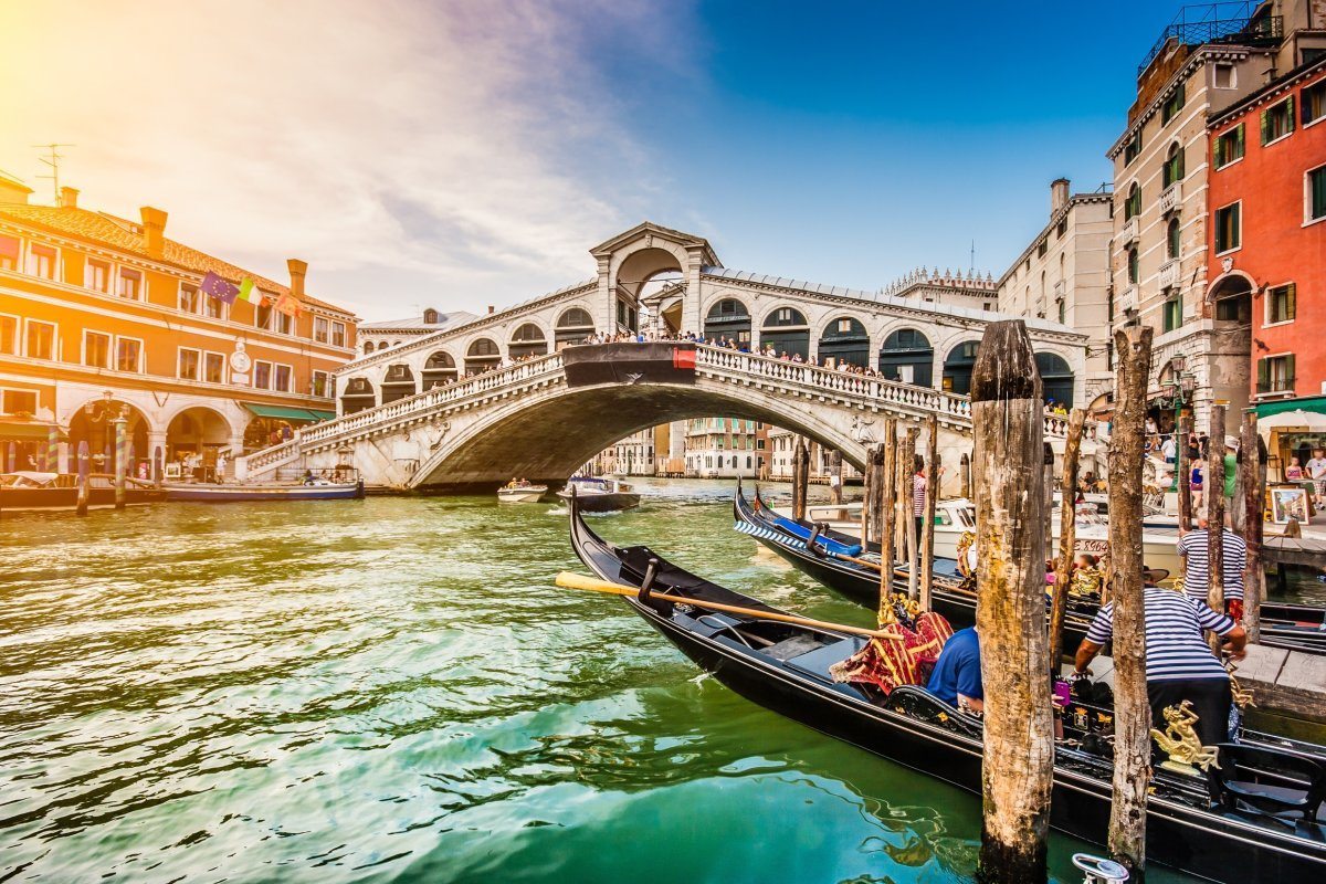 Venice Canal view from Famous Rialto Bridge