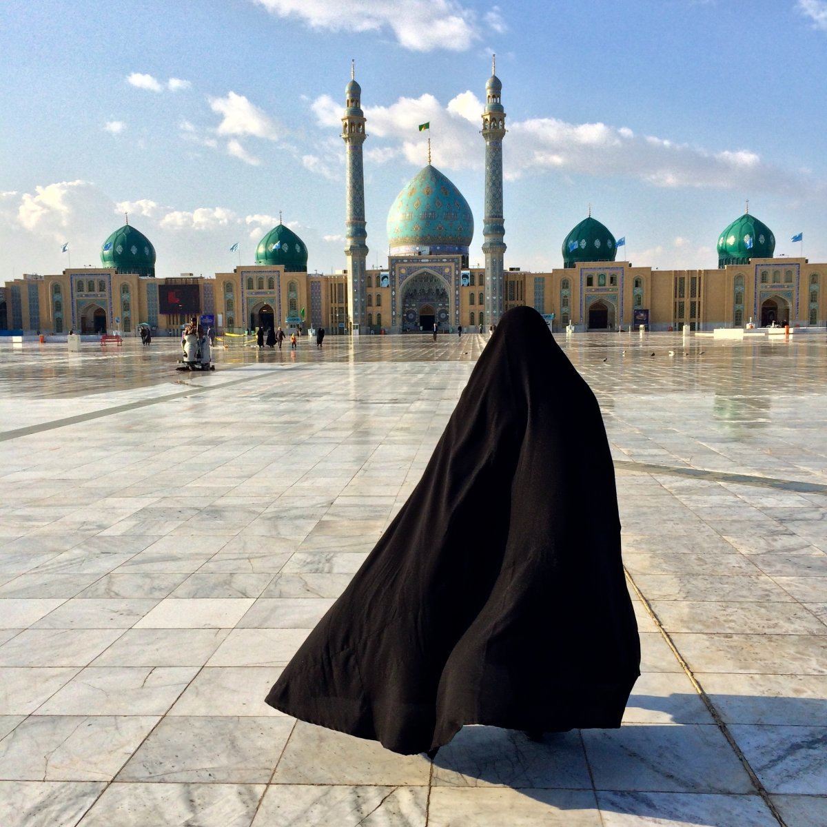 An Iranian Woman Is Going To Jamkaran Mosque To Pray in burka. Qom, Iran