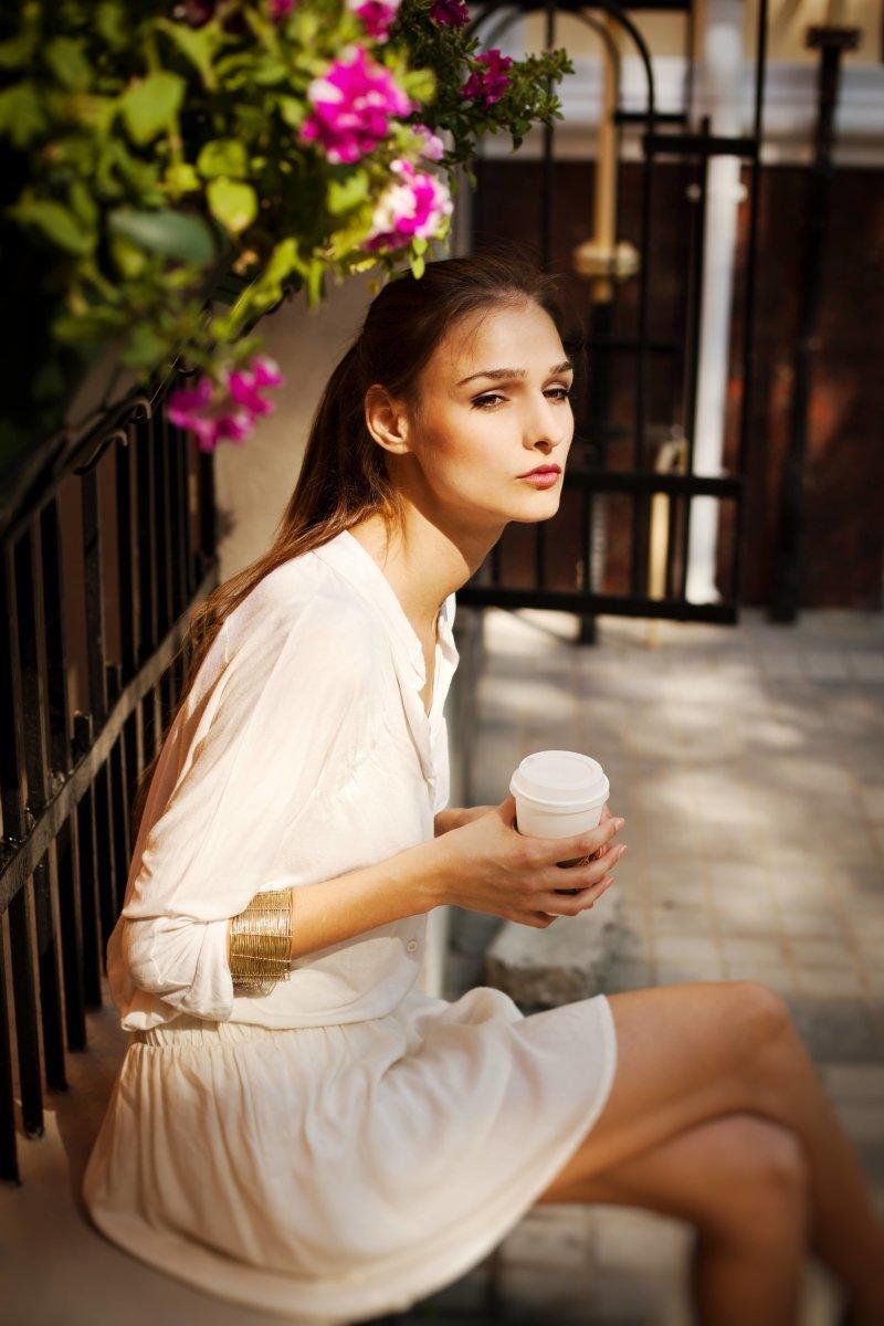 Beautiful Girl Drinking Coffee