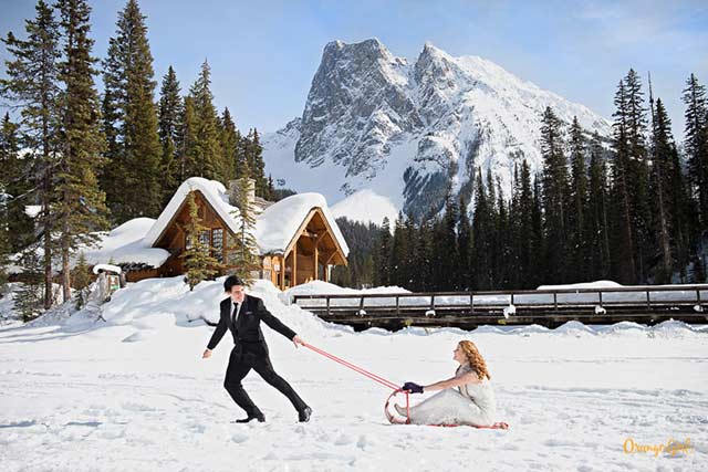 Emerald Lake winter wedding