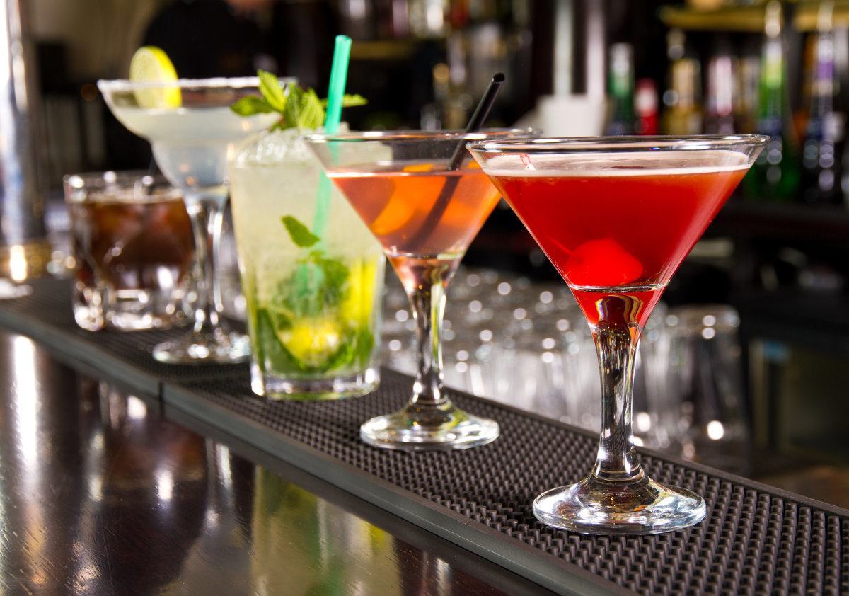 Five Cocktails On The Bar