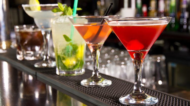 Five Cocktails On The Bar