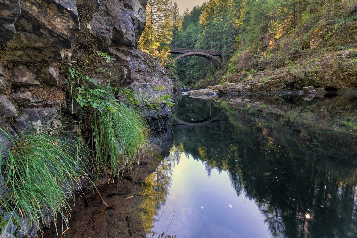 Lewis River At Moulton Falls Park In Washington State
