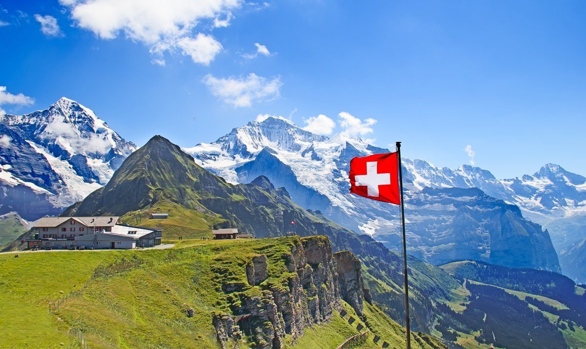 Swiss Flag On The Top Of Mannlichen