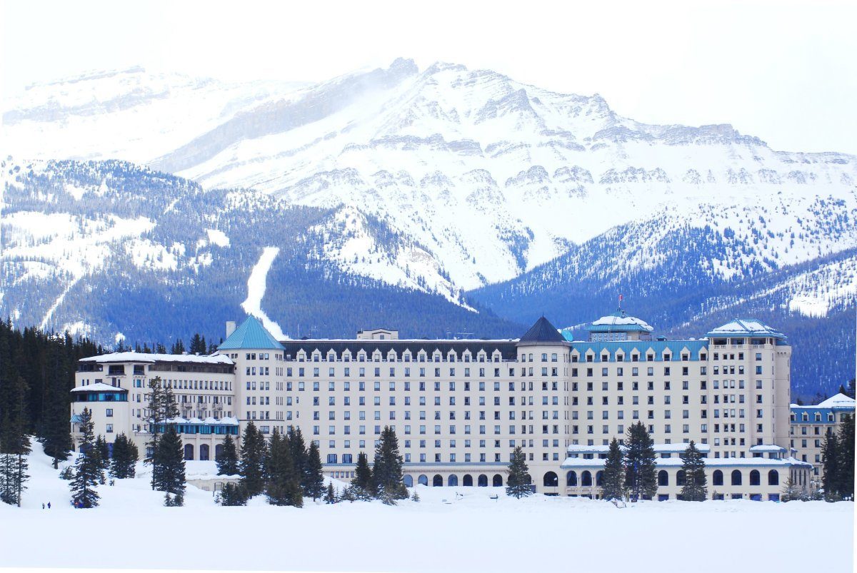 Chateau Lake Louise In Canadian Rocky Mountains